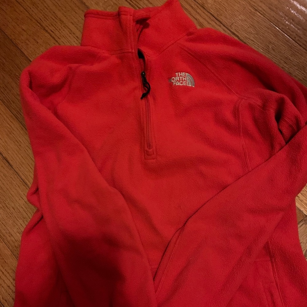 Orange North Face Quarter Zip Fleece